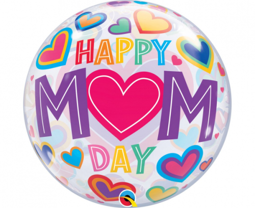 Folija balons 22&quot; QL Bubble singls Happy Mom Day