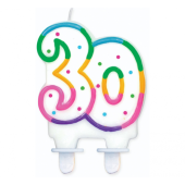 Свеча на день рождения с цифрой &quot;30&quot;, контур радуги