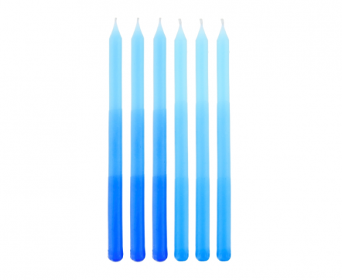 Gradient candles, blue, 6 pcs