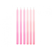Gradient candles, pink, 6 pcs