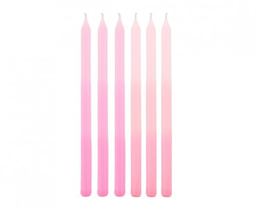 Gradient candles, pink, 6 pcs