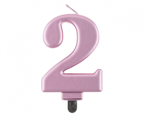 Dzimšanas dienas sveces cipars 2, metālisks rozezelts, 8,0 cm