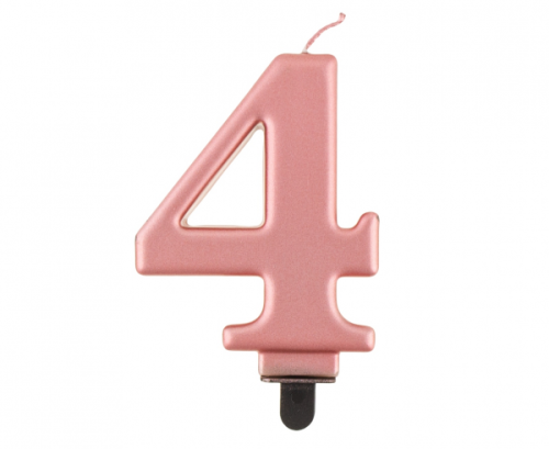 Dzimšanas dienas sveces cipars 4, metālisks rozezelts, 8,0 cm
