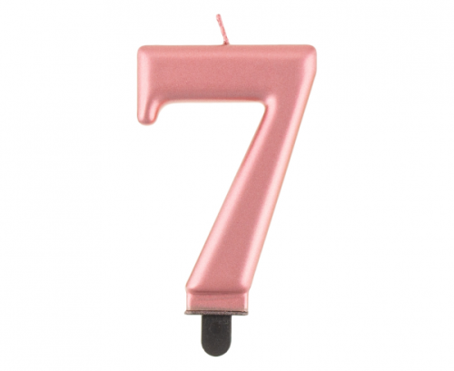 Dzimšanas dienas sveces cipars 7, metālisks rozezelts, 8,0 cm