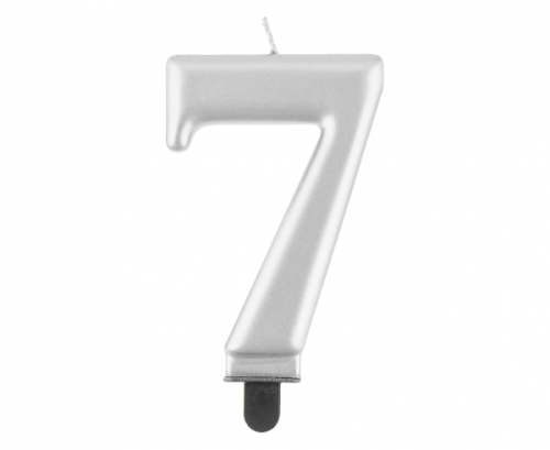 Dzimšanas dienas sveces cipars 7, metālisks sudrabs, 8,0 cm Dzimšanas dienas sveces cipars 7, metālisks sudrabs, 8,0 cm