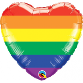 Foil balloon 18 inches QL Heart - Rainbow Stripes