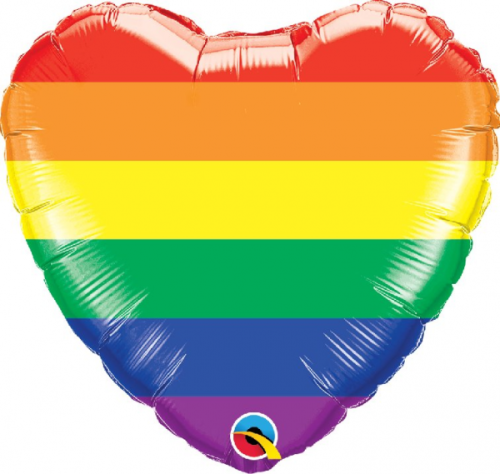 Foil balloon 18 inches QL Heart - Rainbow Stripes