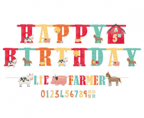 Бумага ко дню рождения скотного двора с 2 буквами 304 x 23,4 см / 182 x 10,1 см