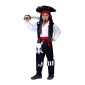 Pirate Captain role-play set (shirt with vest, pants with belt and booth legs, hat), size 110/120
