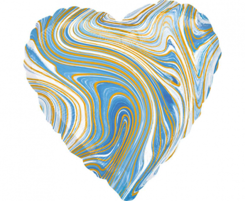 Standard Marblez Blue Heart Foil Balloon S18 Packaged Standard Marblez Blue Heart Foil Balloon S18 Packaged