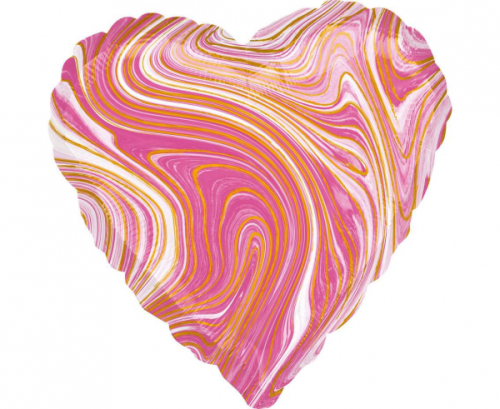 Standard Marblez Pink Heart Foil Balloon S18 Packaged Standard Marblez Pink Heart Foil Balloon S18 Packaged