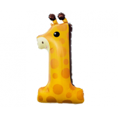 Folija balons Žirafe - cipars 1, 80 cm