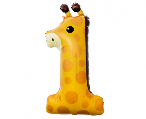 Folija balons Žirafe - cipars 1, 80 cm
