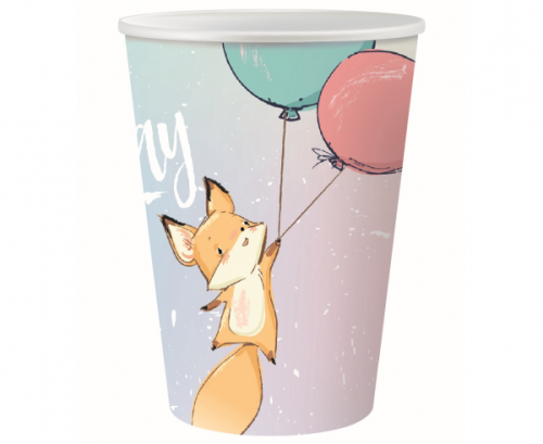 Paper cups Happy Birthday collection - Fox, 6 pcs.