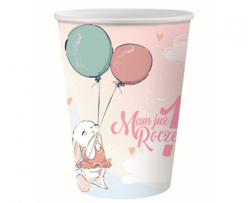 Paper cups 1st Birtdhay collection - Rabbit, 6 pcs.