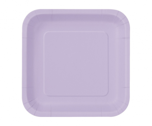 Paper plates, lavender, 18 cm, square, 16 pcs. Paper plates, lavender, 18 cm, square, 16 pcs.