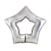 Воздушный шар фольгированный 36 &quot;STR - Звезда (дырка), серебро