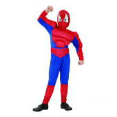 Spider Hero role-play set with muscles (jumpsuit with muscles, belt, hood), size 110/120 cm