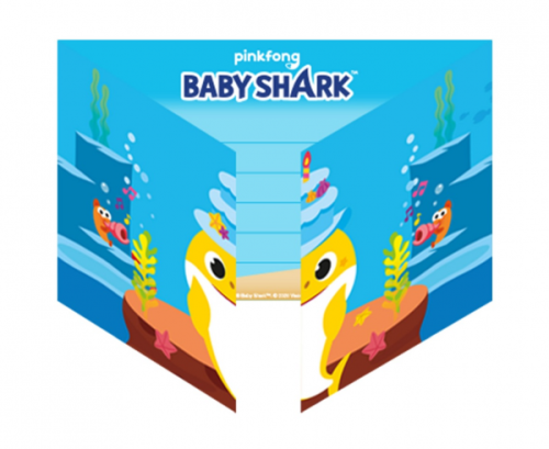 8 Invites and Envelopes Baby Shark Paper