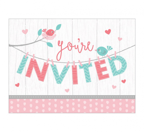Invitations Baby girl, size 15,2 x 11,4, 8 pcs.