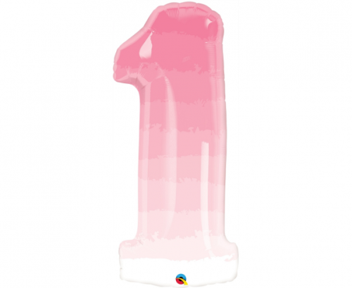 Folijas balons 38" QL Number 1, gaiši rozā, ombre
