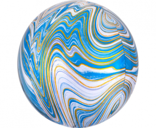 Foil balloon ORBZ Marblez - blue ball