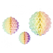 Сотовый шар, разноцветный, 3 шара (15 см, 22 см, 29 см)