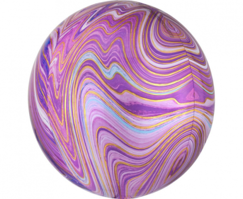 Foil balloon ORBZ Marblez - purple ball