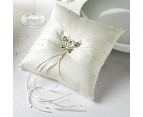 Ring cushion Elegant butterfly, ivory