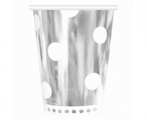 Paper cups B&C Polka dots, silver, 266 ml, 6 pcs