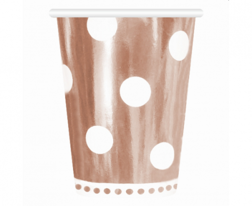 Paper cups B&C Polka dots, rose gold, 266 ml, 6 pcs