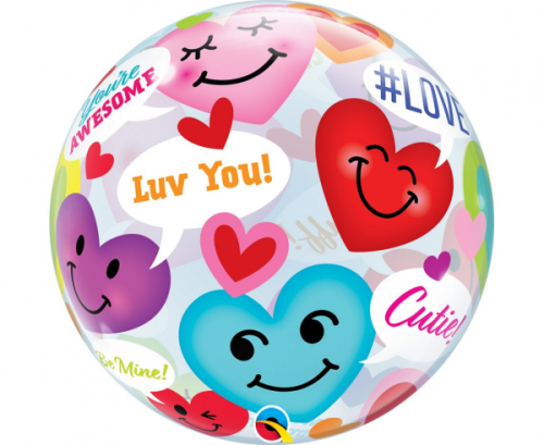 Folijas balons 22 collu QL burbuļu smaidu sirsniņas