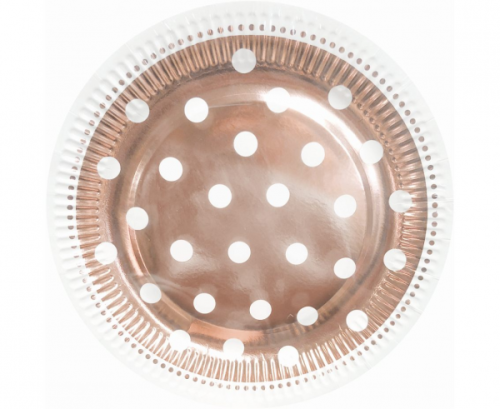 Paper plates B&C Polka Dots, rose gold, 23 cm, 6 pcs