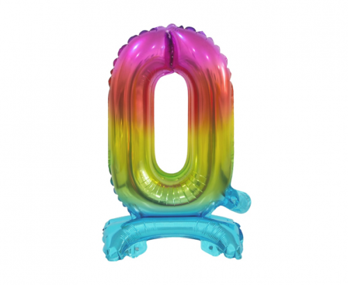 B&C foil balloon Standing digit 0, rainbow, 38 cm