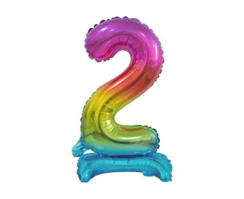 B&C foil balloon Standing digit 2, rainbow, 38 cm B&C foil balloon Standing digit 2, rainbow, 38 cm