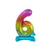 B&C foil balloon Standing digit 6, rainbow, 38 cm