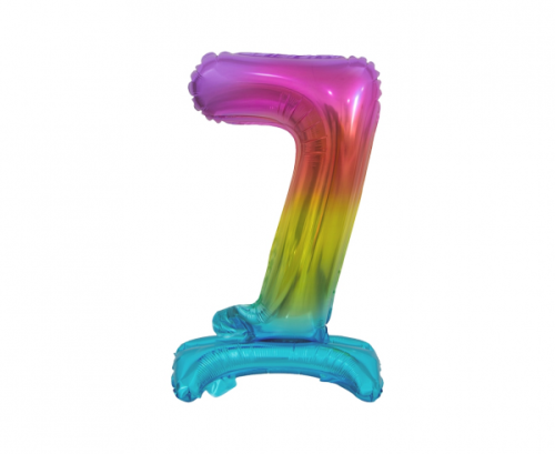 B&C foil balloon Standing digit 7, rainbow, 38 cm