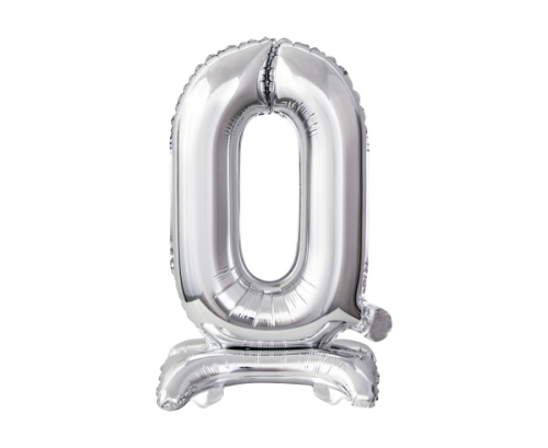 B&C foil balloon Standing digit 0, silver, 38 cm