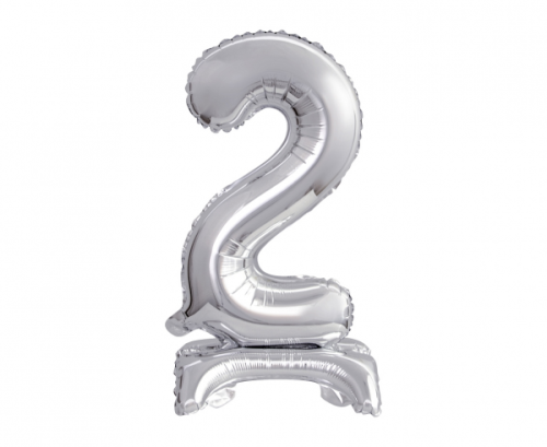 B&C foil balloon Standing digit 2, silver, 38 cm B&C foil balloon Standing digit 2, silver, 38 cm