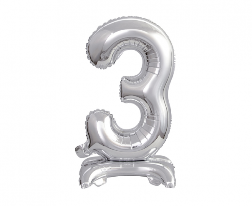 B&C foil balloon Standing digit 3, silver, 38 cm B&C foil balloon Standing digit 3, silver, 38 cm