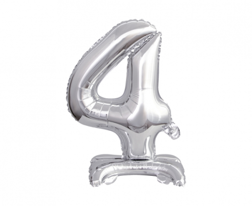 B&C foil balloon Standing digit 4, silver, 38 cm B&C foil balloon Standing digit 4, silver, 38 cm