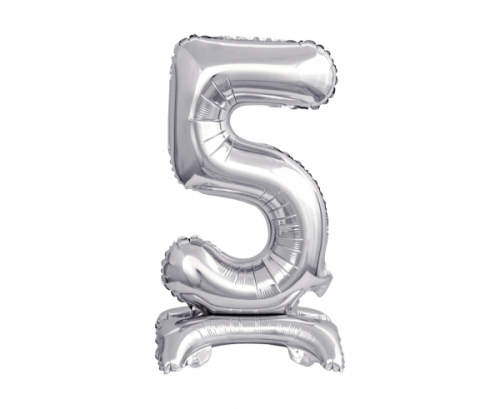 B&C foil balloon Standing digit 5, silver, 38 cm