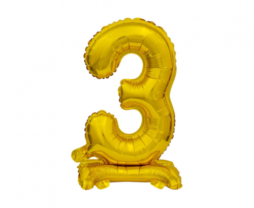 Воздушный шар из фольги B&amp;C Standing digit 3, золото, 38 см