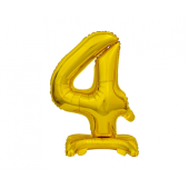 B&amp;C folijas balons Stāvošais cipars 4, zelts, 38 cm