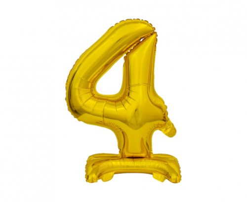 B&amp;C folijas balons Stāvošais cipars 4, zelts, 38 cm