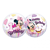 Воздушный шарик из фольги 22 &quot;QL Bubble&quot; Minne Mouse 1 Birthday Birthday &quot;