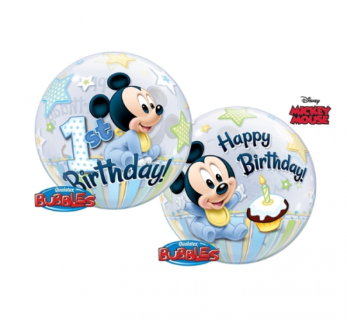Воздушный шар из фольги 22 "QL Bubble single Mickey Mouse 1 Birthday Воздушный шар из фольги 22 "QL Bubble single Mickey Mouse 1 Birthday