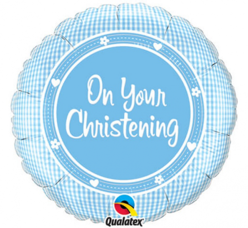 Foil balloon 18" QL CIR On Your Christening Boy