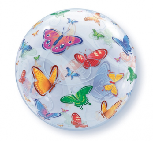Воздушный шар фольгированный 22 "QL Bubble Polight" Бабочки "