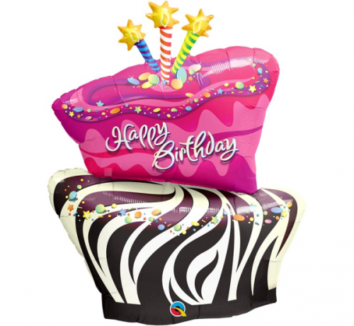 Folijas balons 41 &quot;QL SHP &quot; Daudz laimes dzimšanas dienā Zebra kūka&quot;